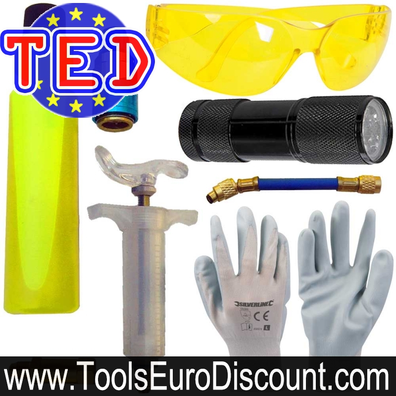 Kit de détection de fuite pour climatisation de voiture,système A/C à 9  LED,lampe de poche UV,lunettes de protection,Kit d'outils de teinture UV