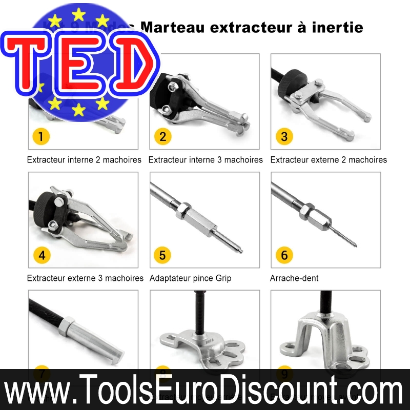 Coffret extracteurs roulements intérieurs à inertie - ToolAtelier®